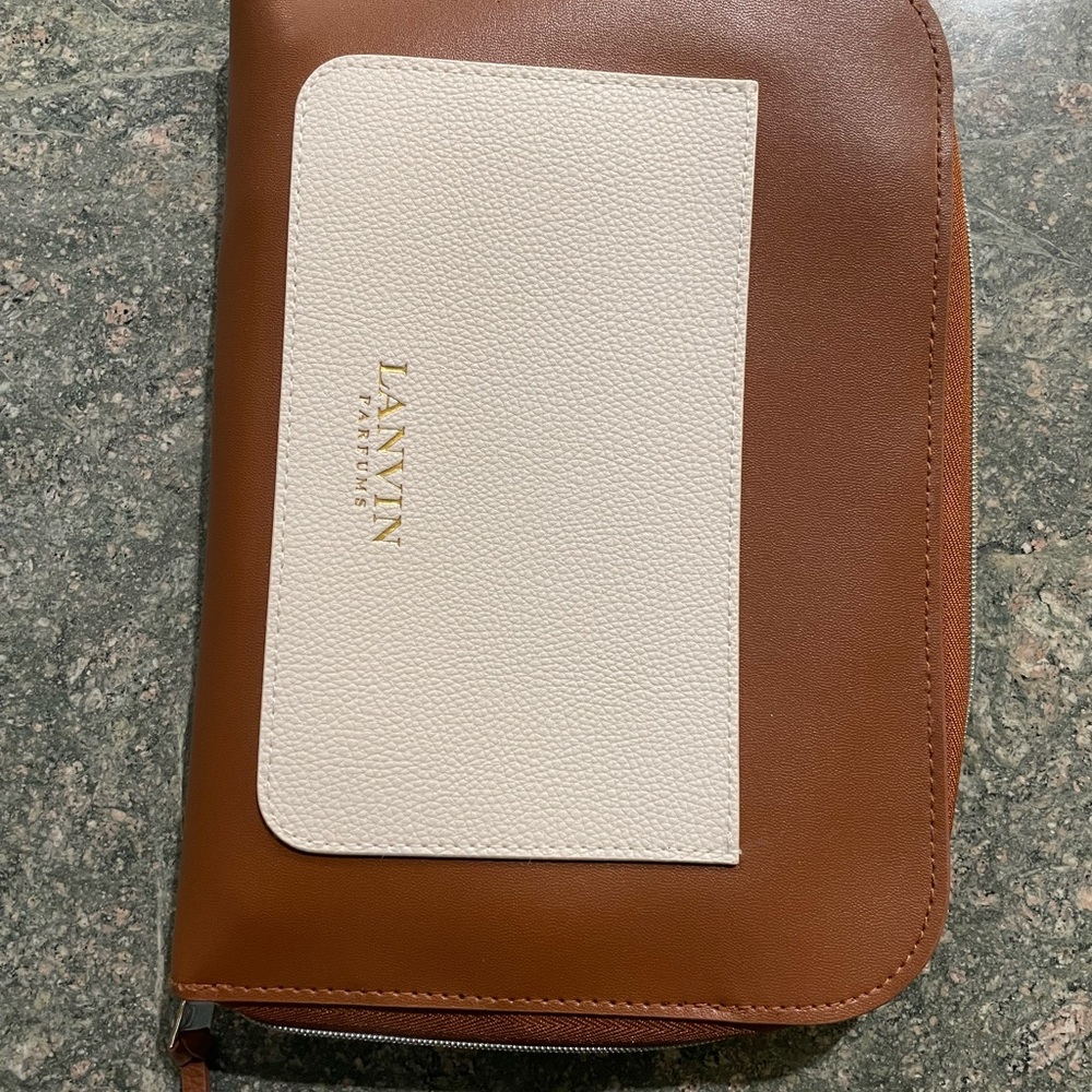 Lanvin Brown and White Toiletry Bag
